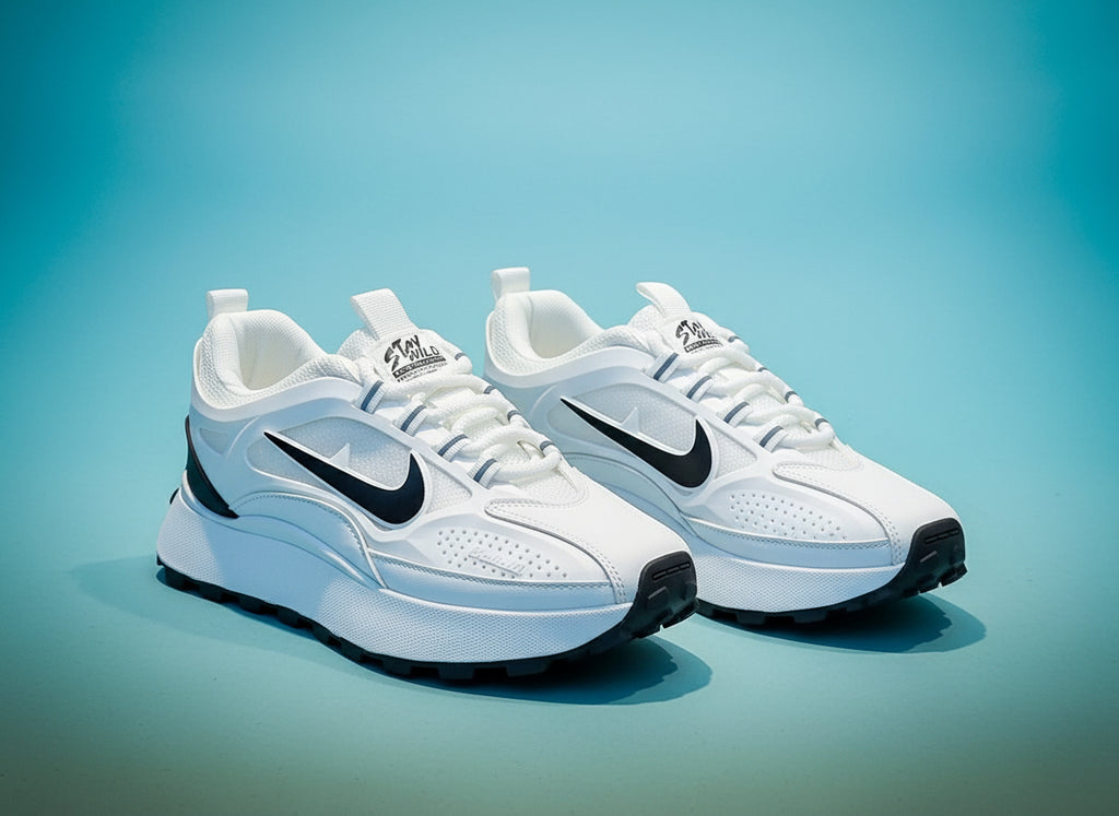 Trendathic Aero Fusion – Premium White & Black Chunky Sneakers